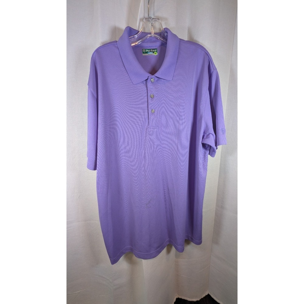 PGA Tour Men's Purple Textured Golf Polo Shirt Moisture-Wicking Performance XXL